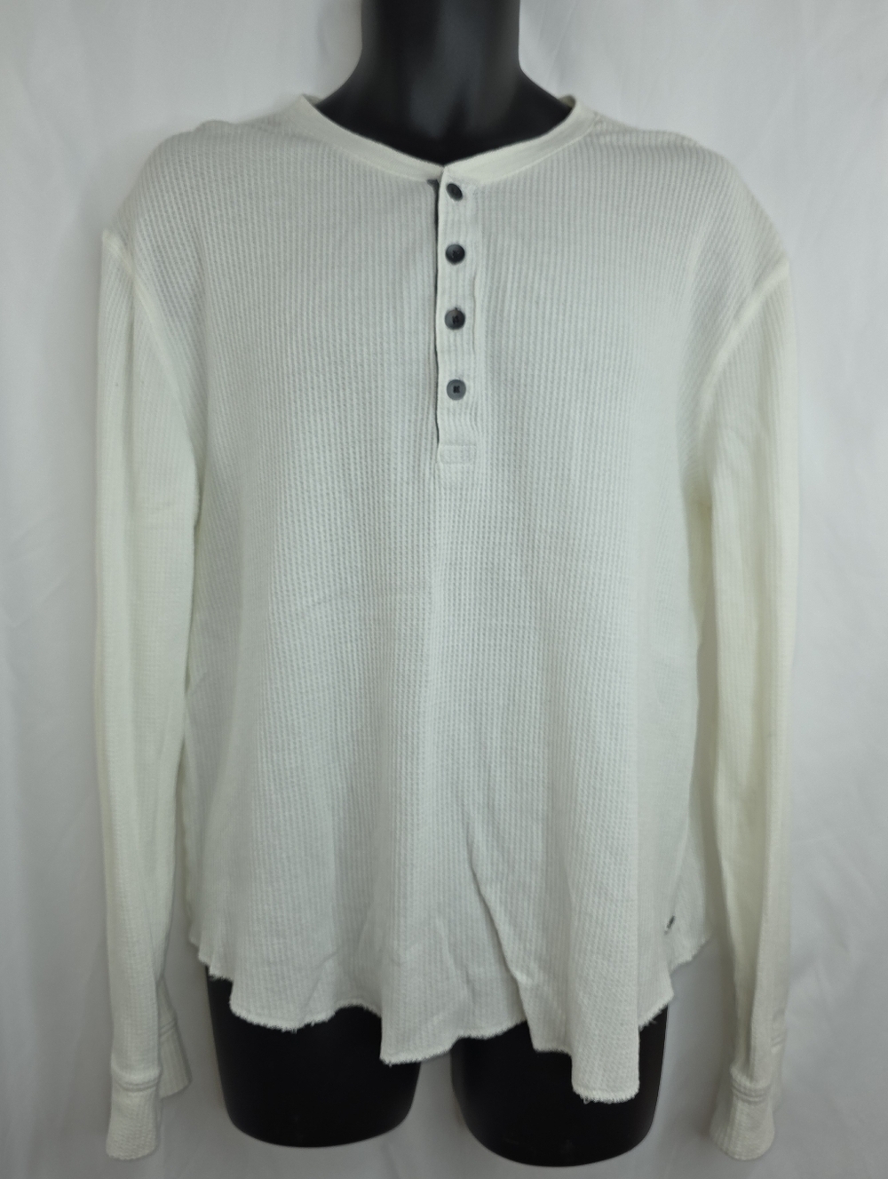 Express Men's White Waffle Knit Henley Long Sleeve Shirt Size XL CQ-3656